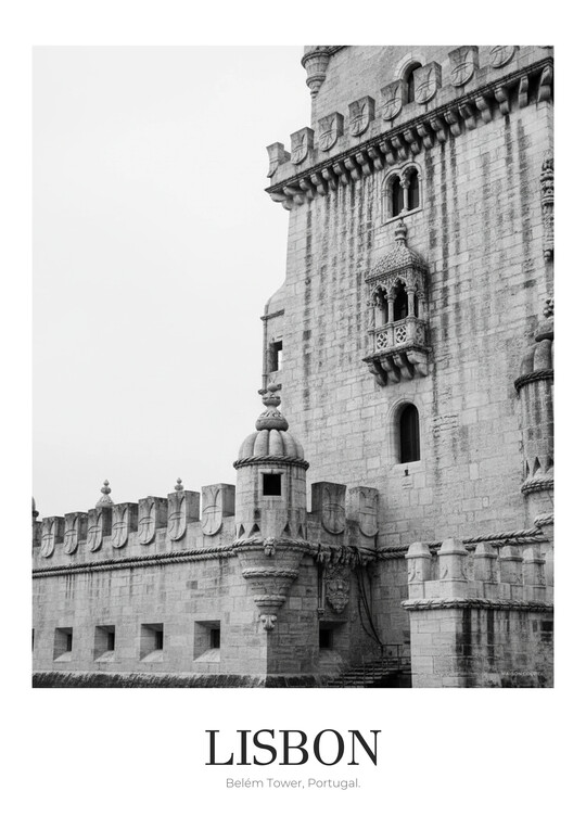 Belém Tower - Black & White Architecture Poster