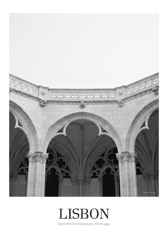 Jerónimos Monastery - Black & White Architecture Poster