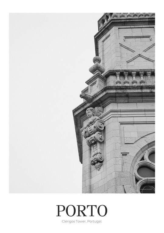 Clérigos Tower - Black & White Architecture Poster