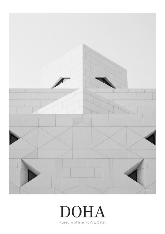Museum of Islamic Art - Black & White Architecture Poster