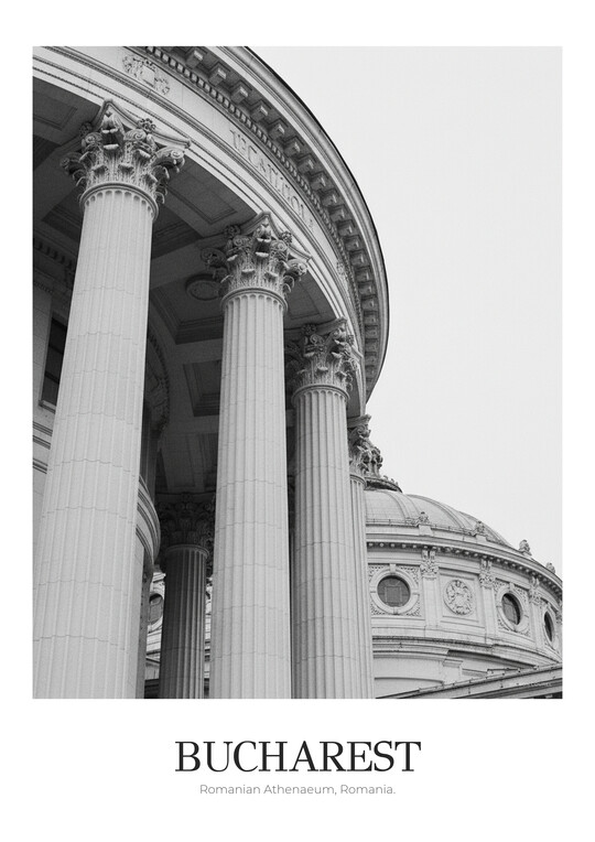 Romanian Athenaeum - Black & White Architecture Poster