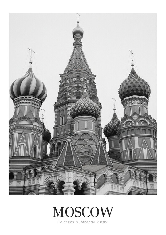 Saint Basil's Cathedral - Black & White Architecture Poster