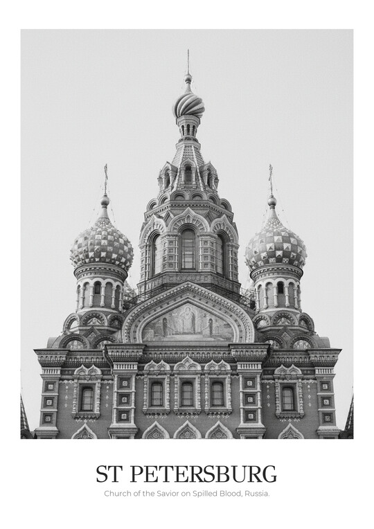 Church of the Savior on Spilled Blood - Black & White Architecture Poster