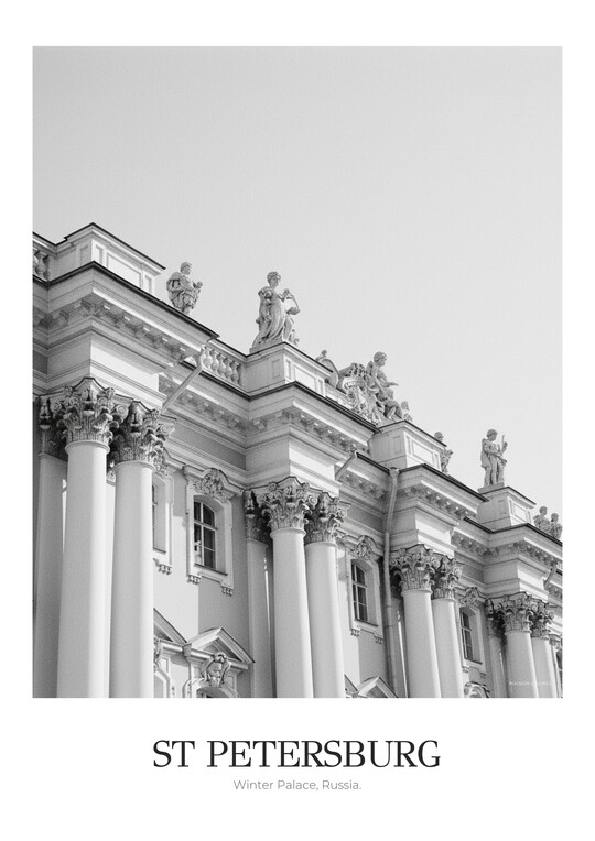 Winter Palace - Black & White Architecture Poster