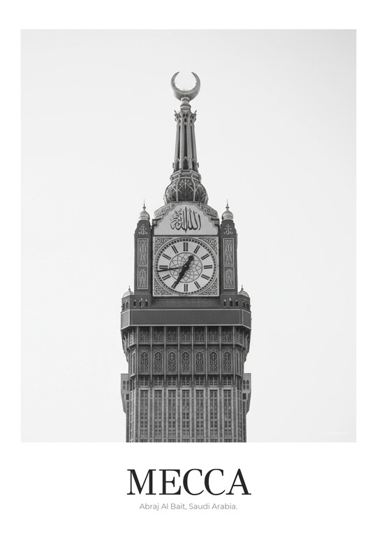Abraj Al Bait - Black & White Architecture Poster
