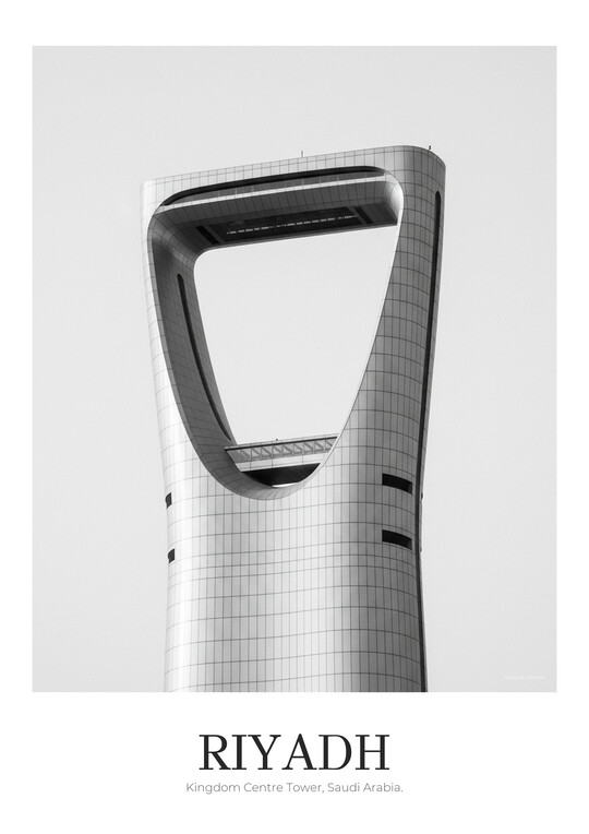 Kingdom Centre Tower - Black & White Architecture Poster