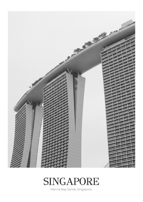 Marina Bay Sands - Black & White Architecture Poster