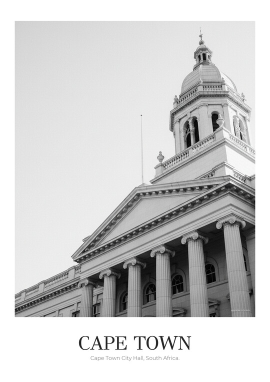Cape Town City Hall - Black & White Architecture Poster