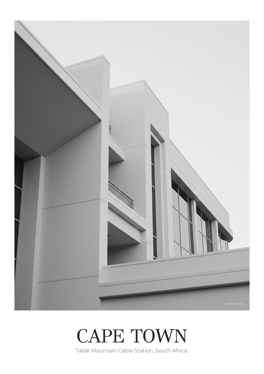 Table Mountain Cable Station - Black & White Architecture Poster