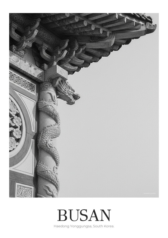 Haedong Yonggungsa - Black & White Architecture Poster