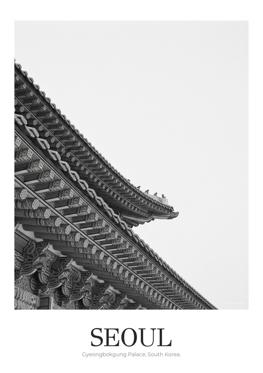 Gyeongbokgung Palace - Black & White Architecture Poster