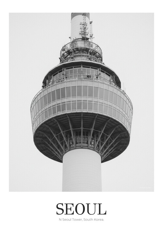 N Seoul Tower - Black & White Architecture Poster
