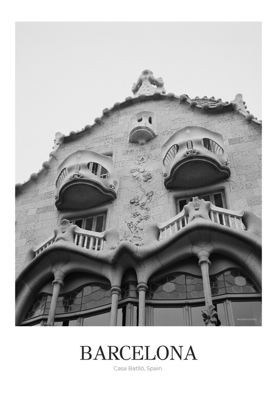 Casa Batlló - Black & White Architecture Poster