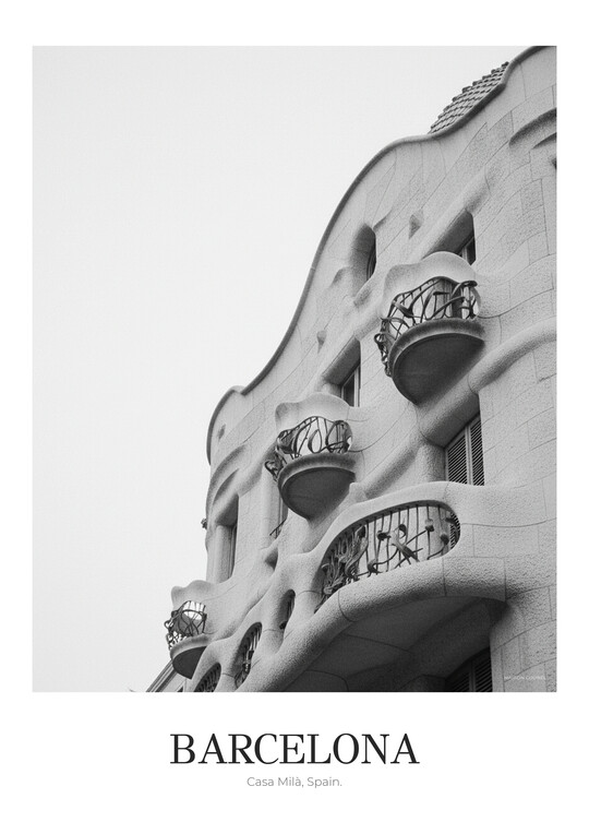 Casa Milà - Black & White Architecture Poster