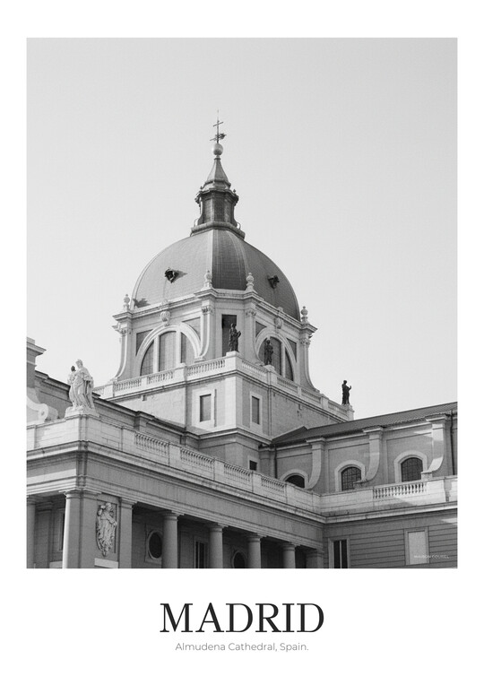 Almudena Cathedral - Black & White Architecture Poster