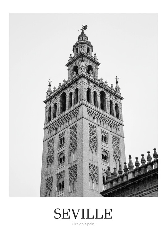 Giralda - Black & White Architecture Poster
