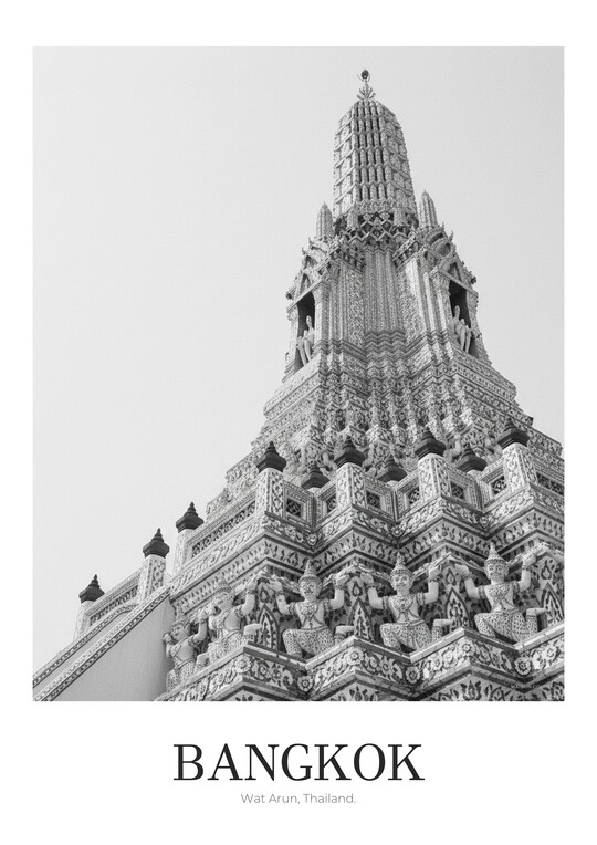 Wat Arun - Black & White Architecture Poster