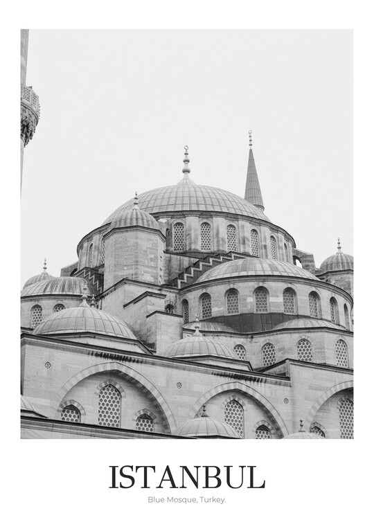 Blue Mosque - Black & White Architecture Poster