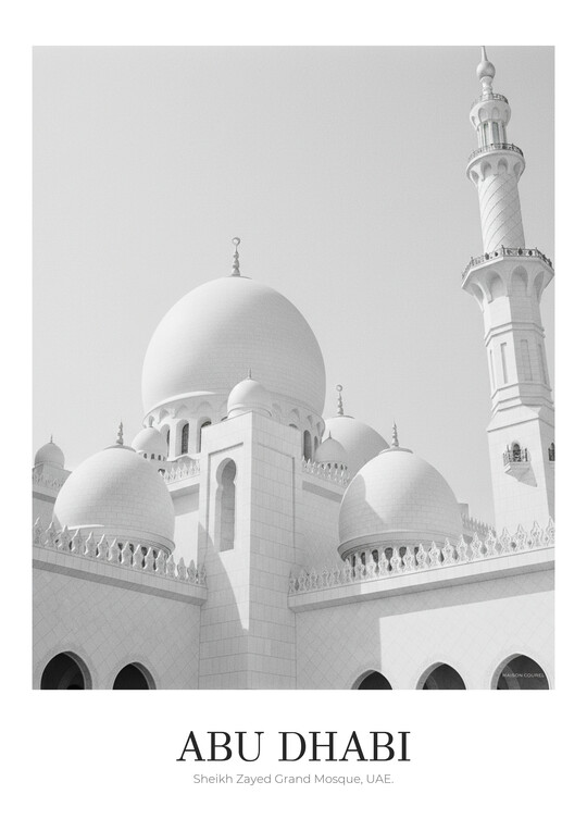 Sheikh Zayed Grand Mosque - Black & White Architecture Poster