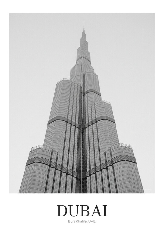 Burj Khalifa - Black & White Architecture Poster
