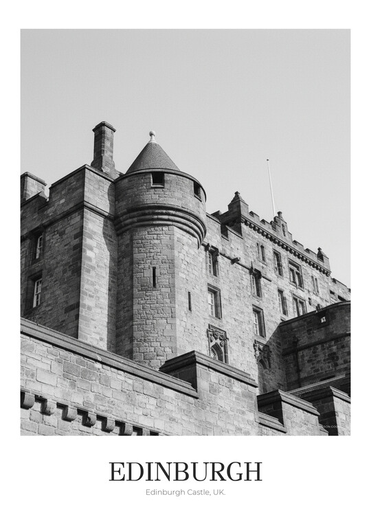 Edinburgh Castle - Black & White Architecture Poster