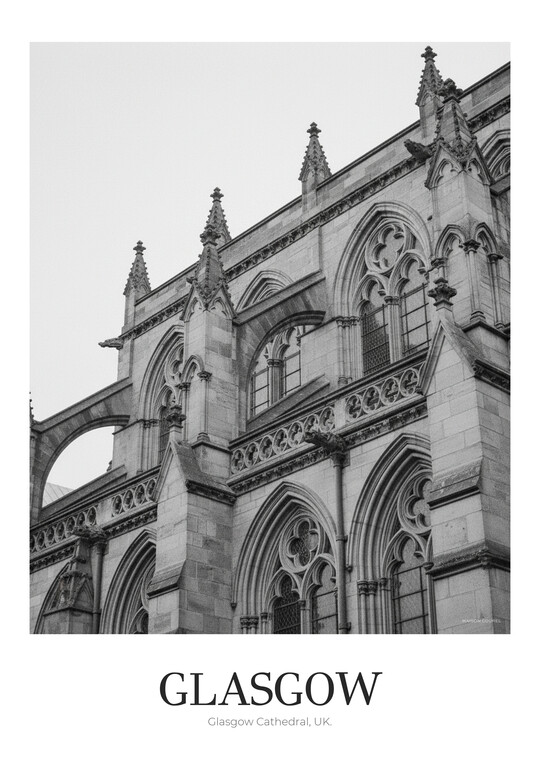 Glasgow Cathedral - Black & White Architecture Poster