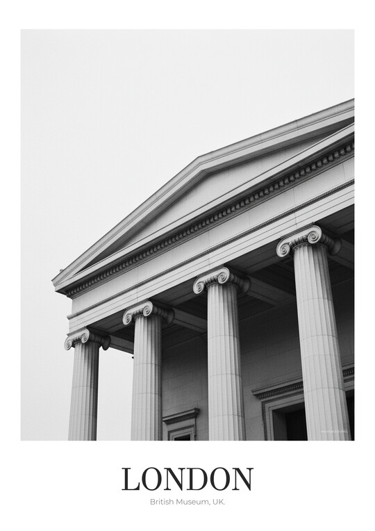 British Museum - Black & White Architecture Poster