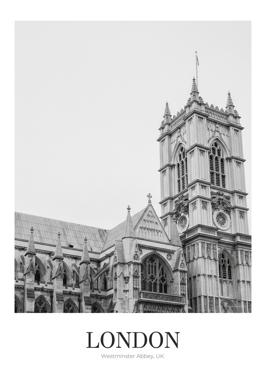 Westminster Abbey - Black & White Architecture Poster