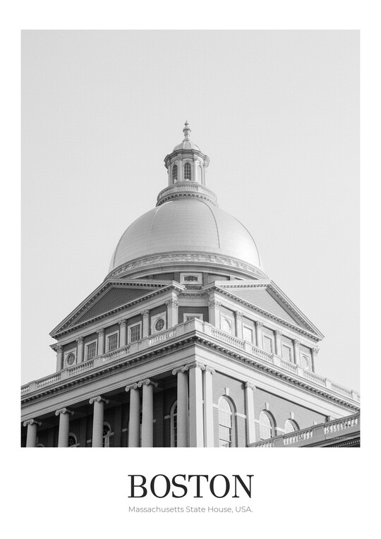 Massachusetts State House - Black & White Architecture Poster