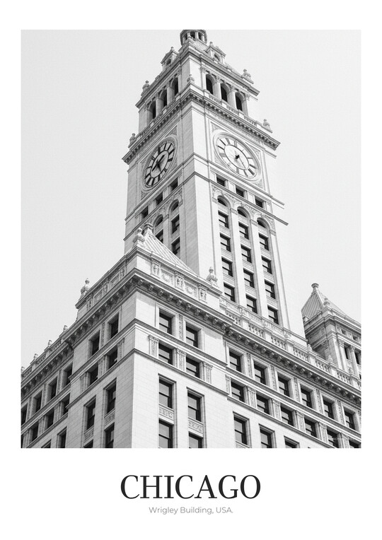 Wrigley Building - Black & White Architecture Poster