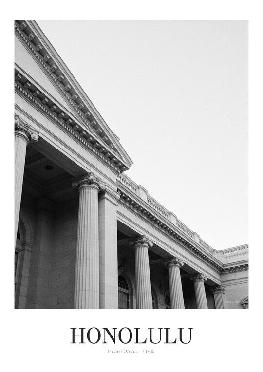 Iolani Palace - Black & White Architecture Poster