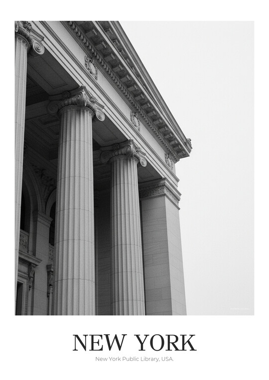 New York Public Library - Black & White Architecture Poster