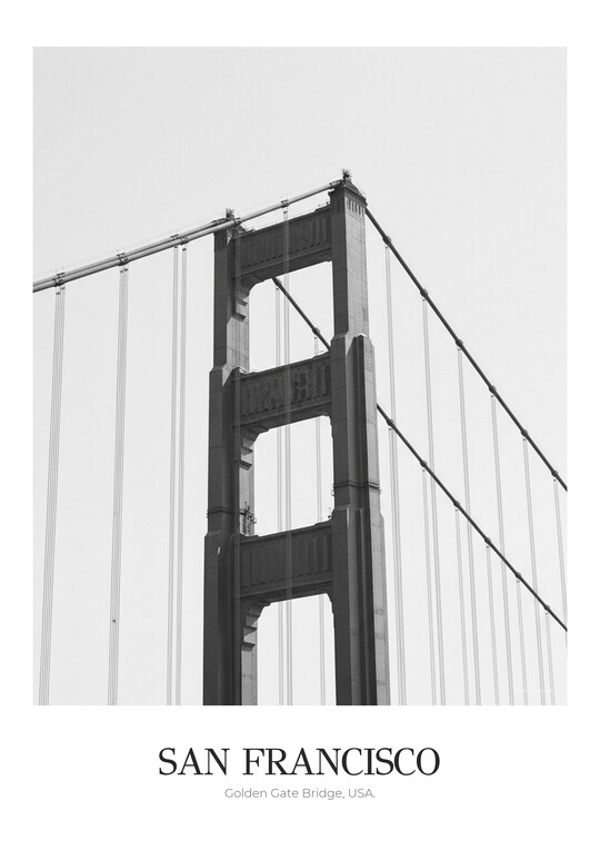 Golden Gate Bridge - Black & White Architecture Poster