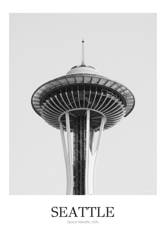 Space Needle - Black & White Architecture Poster