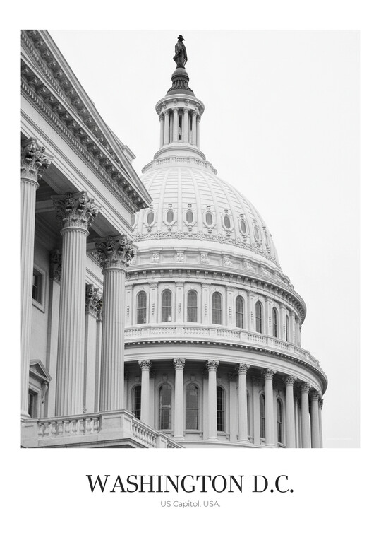 US Capitol - Black & White Architecture Poster