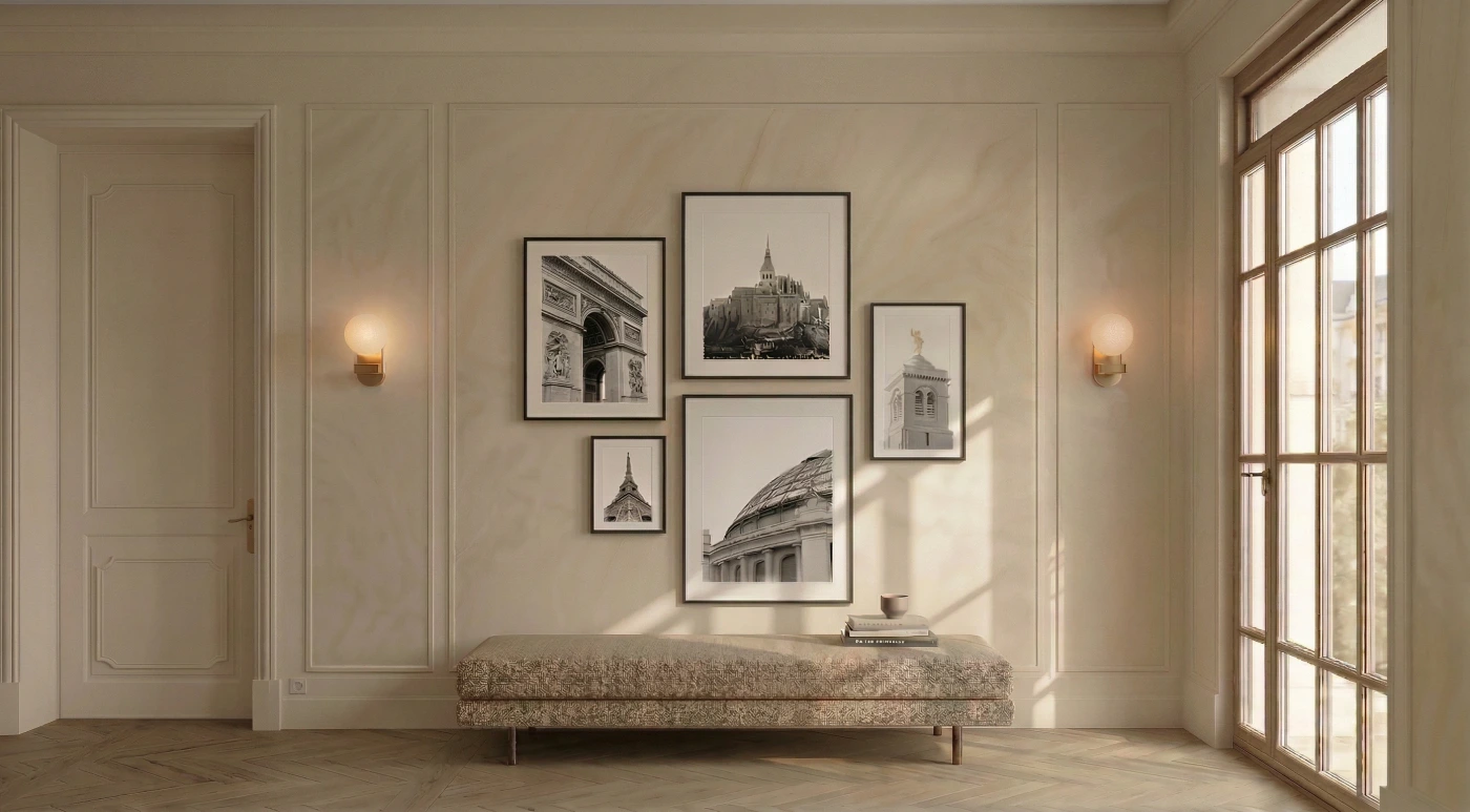 Gallery wall art arrangement